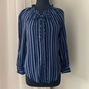 a.n.a. Navy Blue Button Down Shirt Blouse Size XS
